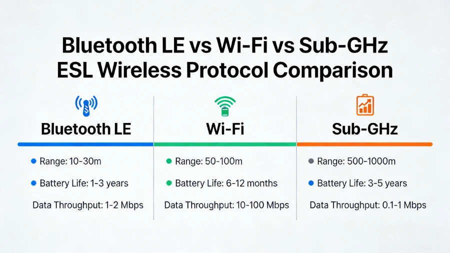 บลูทูธกับ Wi-Fi กับ Sub-GHz ป้ายกำกับชั้นวางสินค้าอิเล็กทรอนิกส์