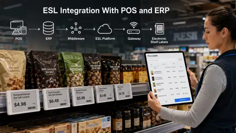 การผสานรวมฉลากชั้นวางแบบอิเล็กทรอนิกส์กับ POS และ ERP: API, การแมปข้อมูล, การ...